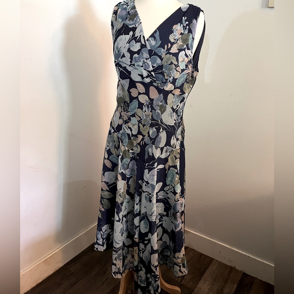 Rabbit Rabbit Rabbit Designs size 12 cross top asymmetric dress blue floral